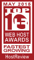 KVCHosting.com has been selected by the HostReview's editorial staff to be one of the Top 10 Hosts in the Fastest Growing Company category for May 2015