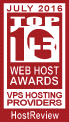 KVChosting has been selected by the HostReview's editorial staff to be one of the Top 10 Hosts in the Best VPS Hosting category for July 2016